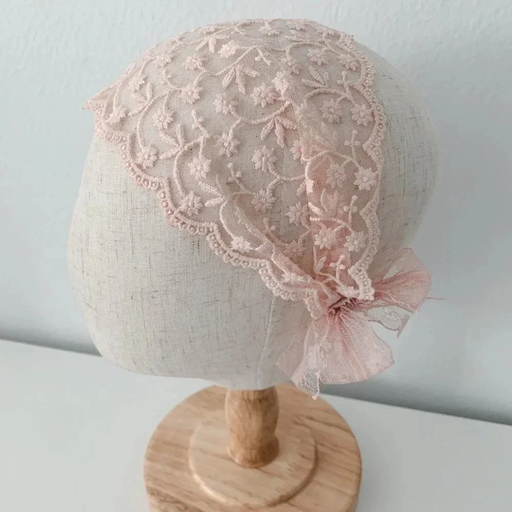 NWT Vintage Baby & Toddler Girls Headband Floral Lace Embroidery Boho Head Scarf